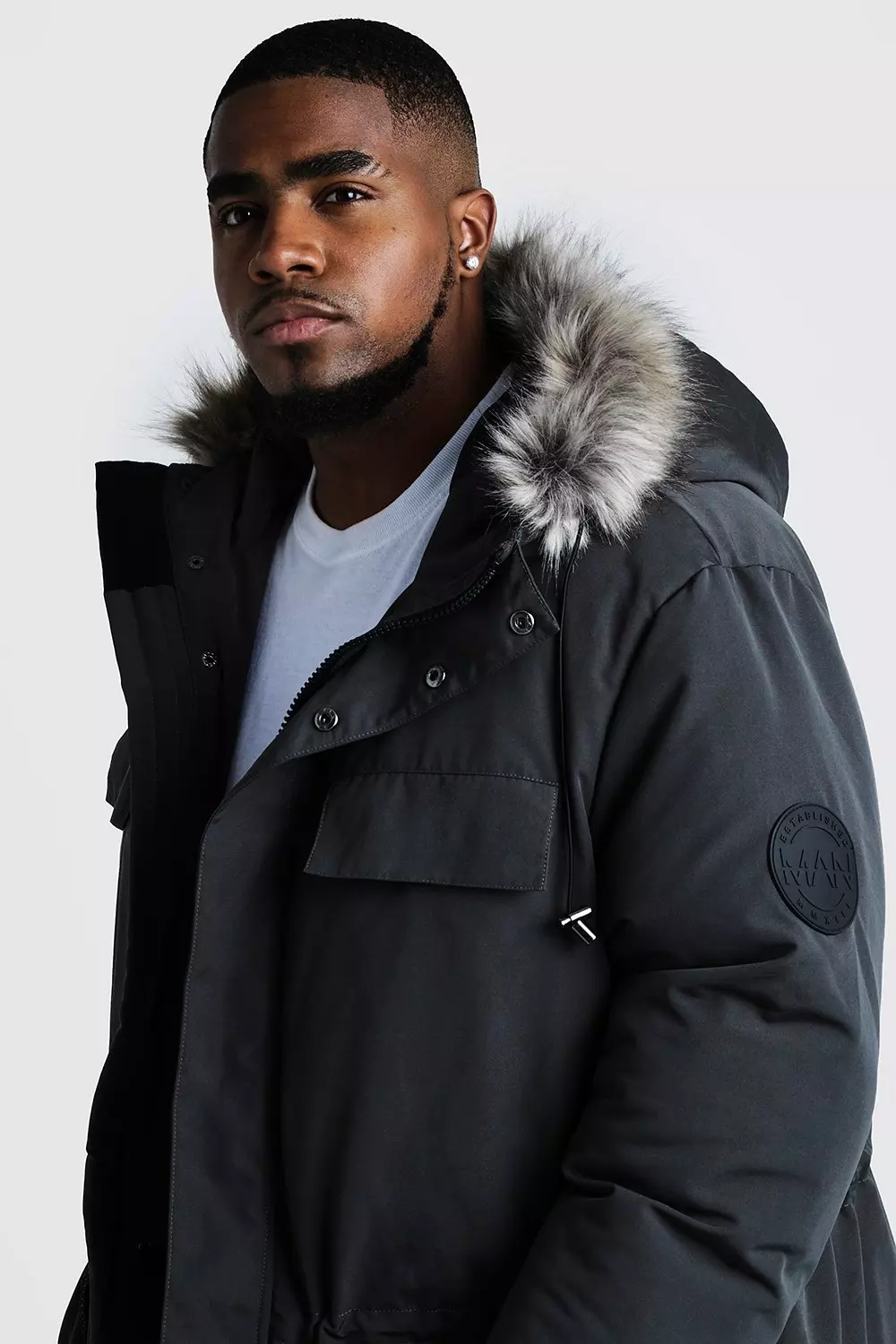 Plus size faux fur hooded coat clearance