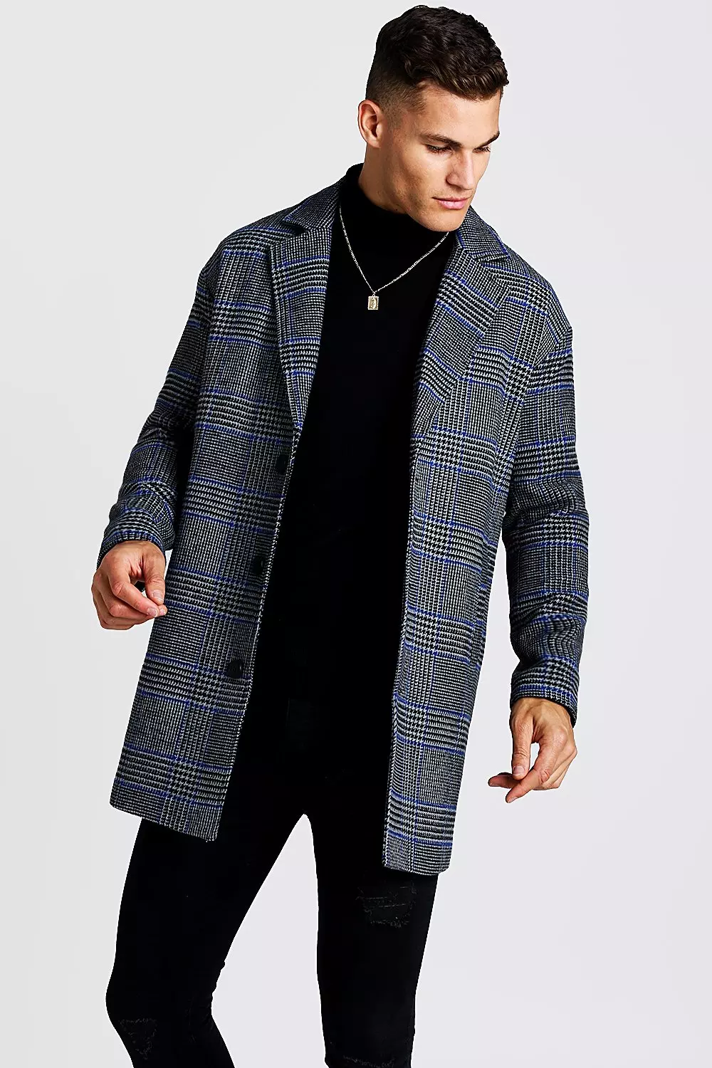 Prince of wales check mens overcoat best sale