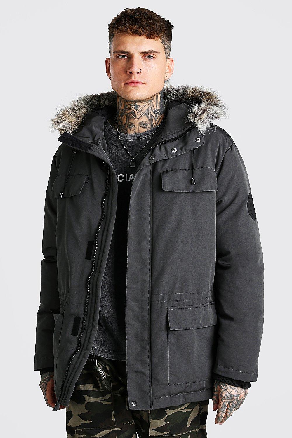 Boohooman parka hotsell