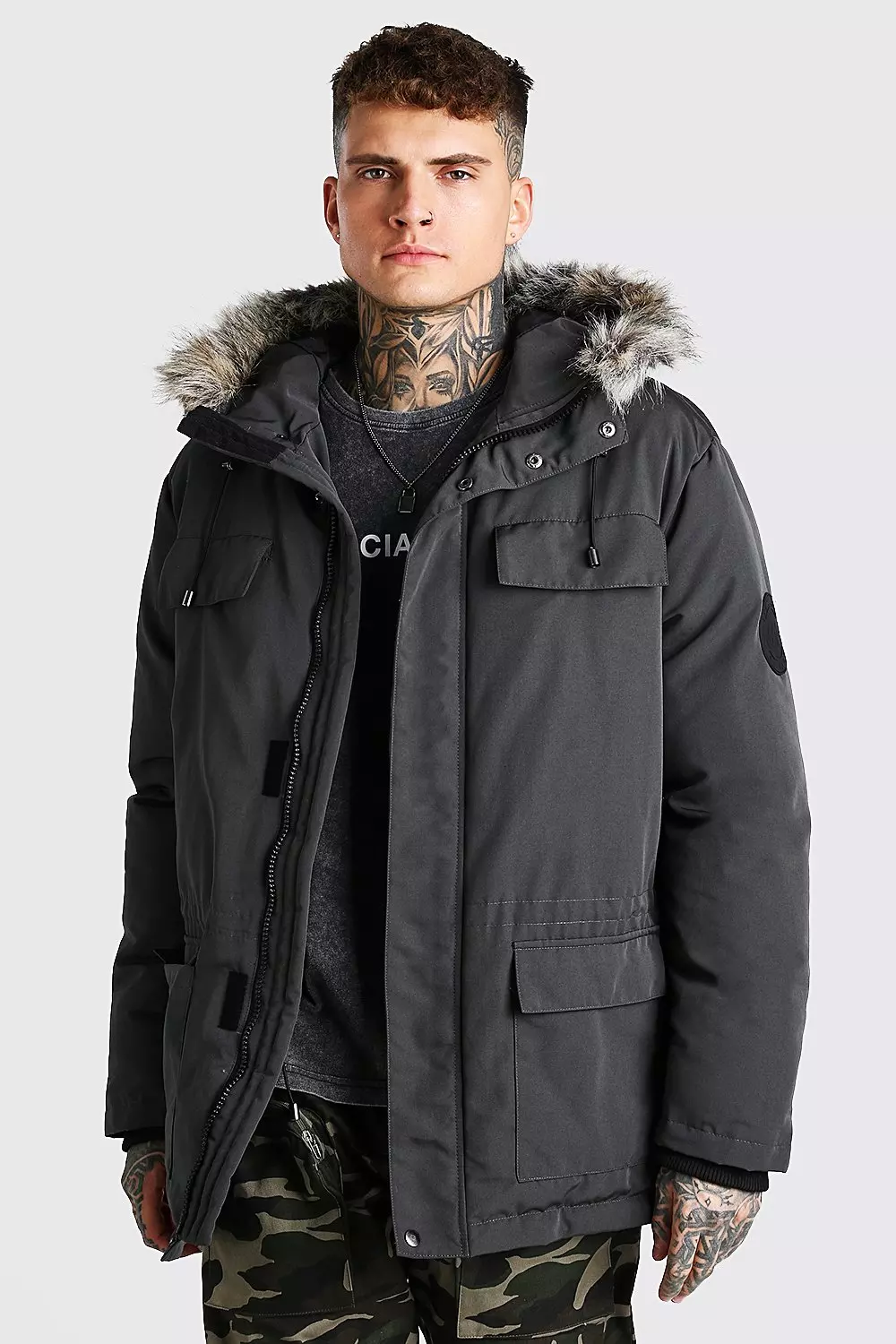 Faux Fur Hooded Arctic Parka boohooMAN