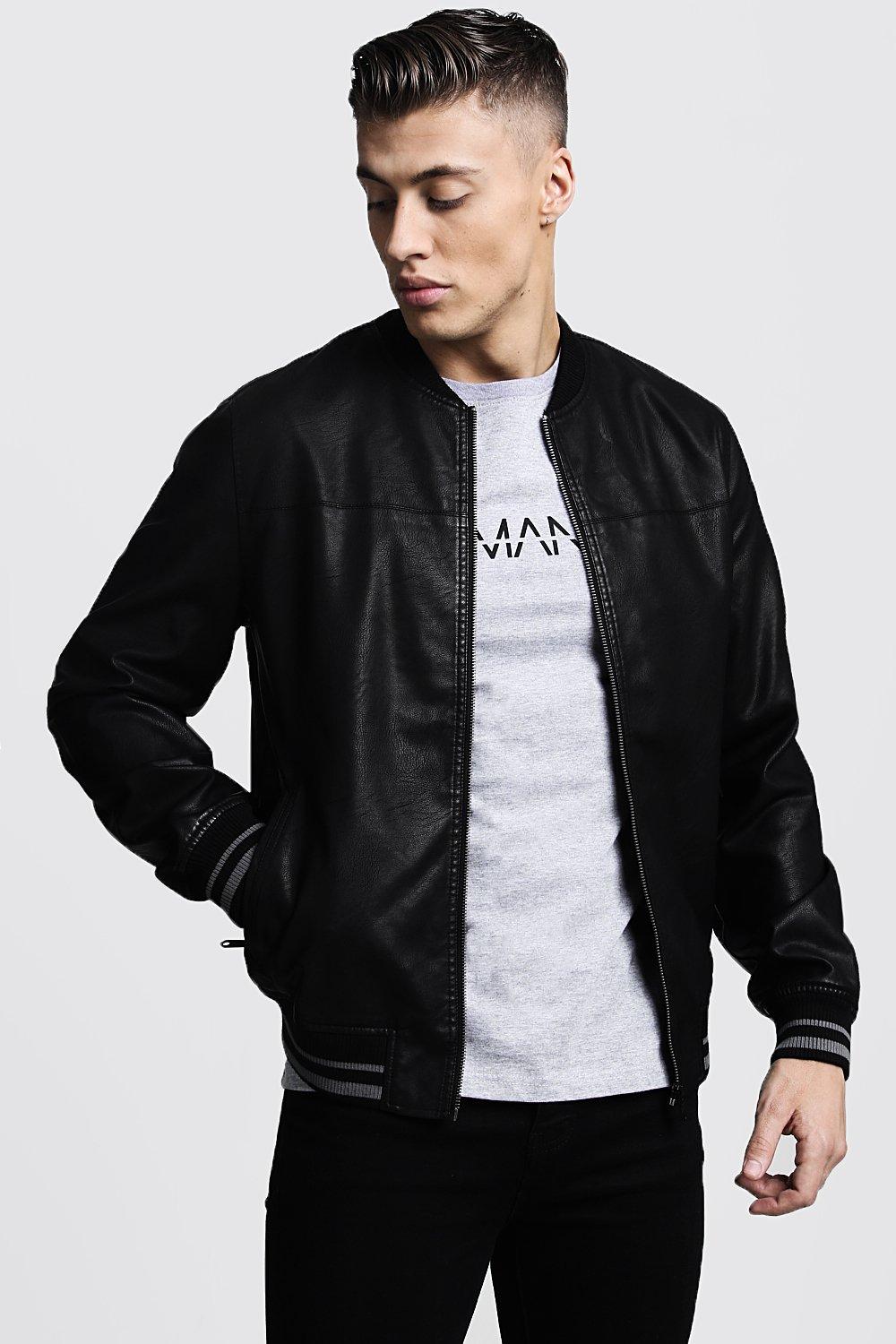 Faux Leather Bomber Jacket