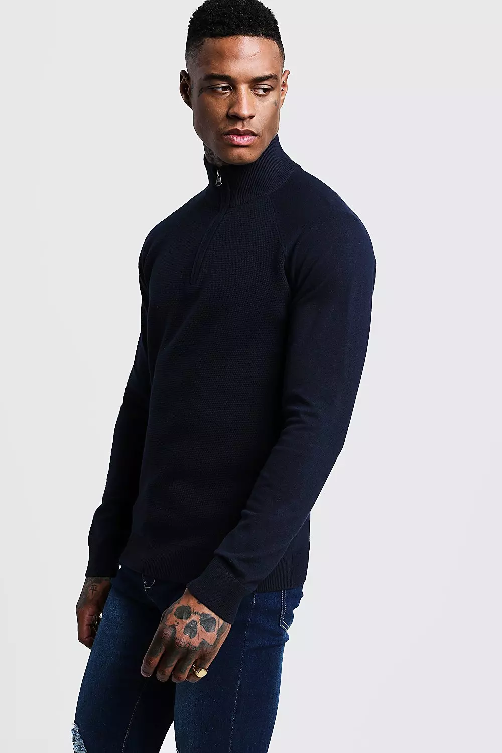 Muscle fit half zip jumper shop