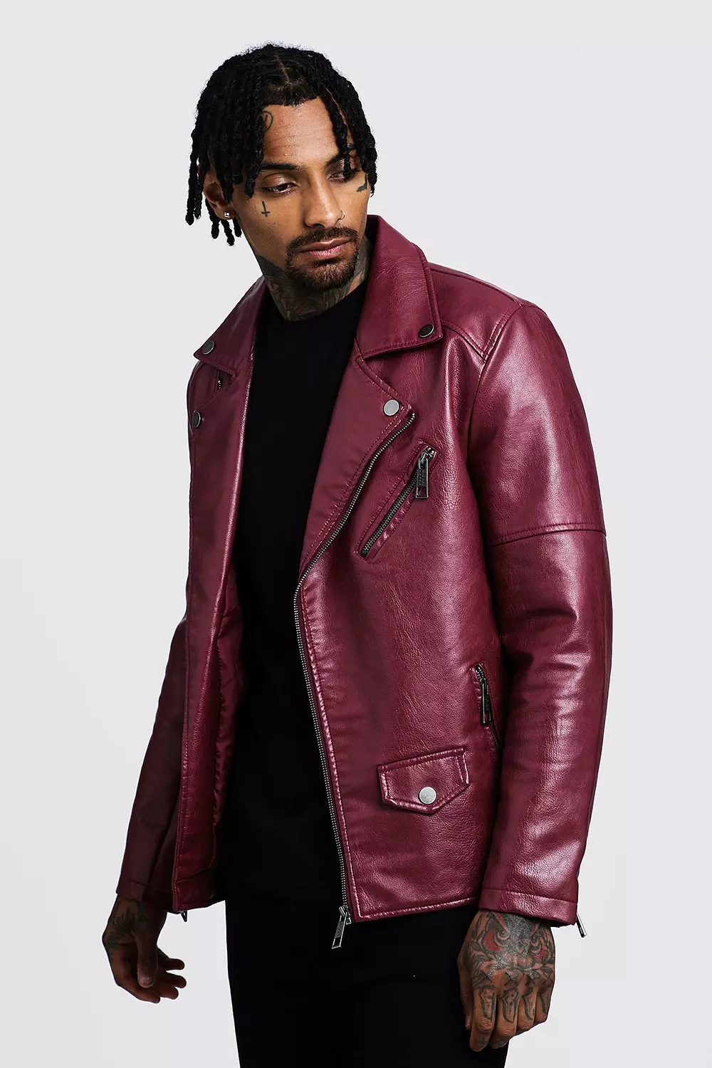 Faux Leather Biker Jacket boohooMAN IE