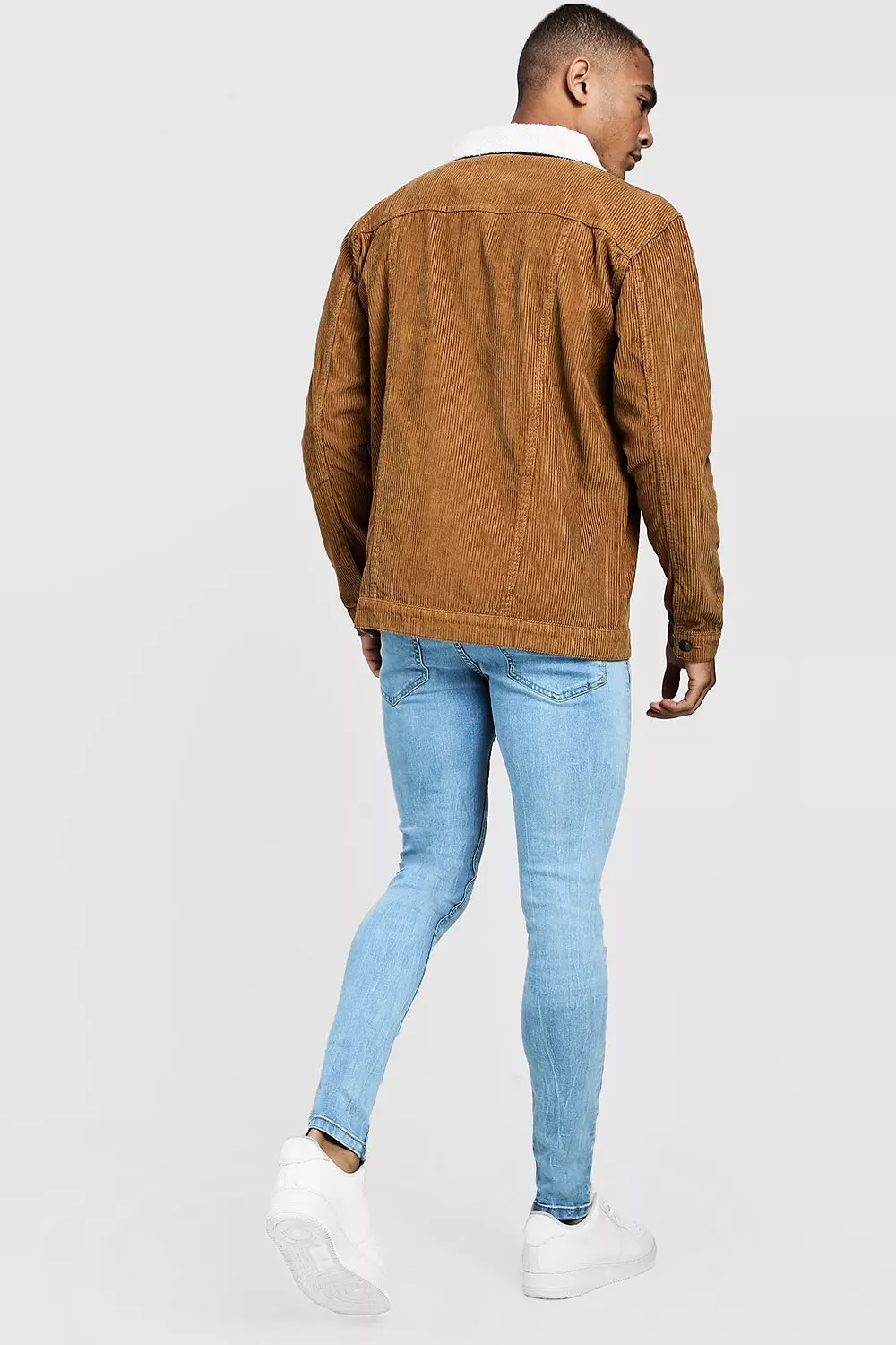 Borg Collar Corduroy Western Jacket boohooMAN FR