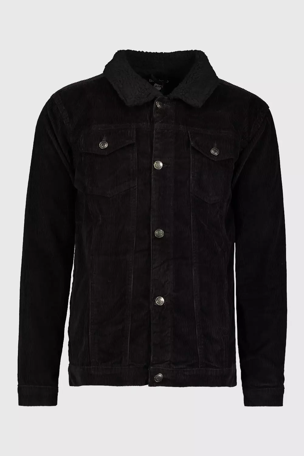 Borg Collar Cord Western Jacket boohooMAN UK