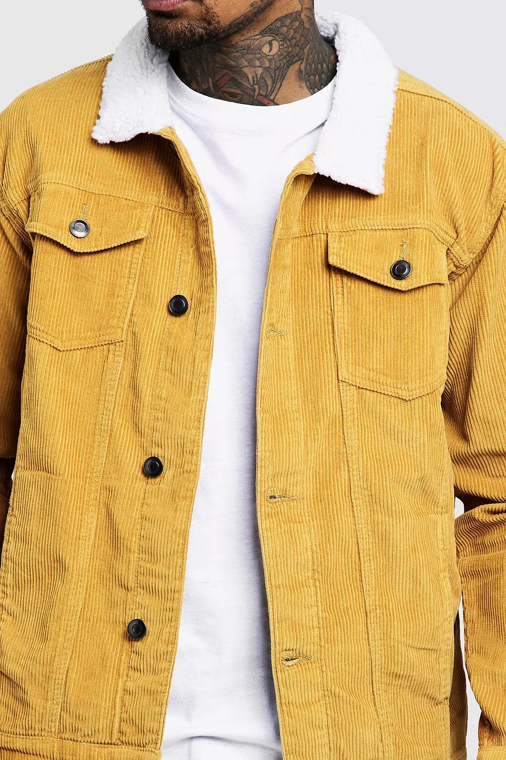 Borg Collar Corduroy Western Jacket boohooMAN USA