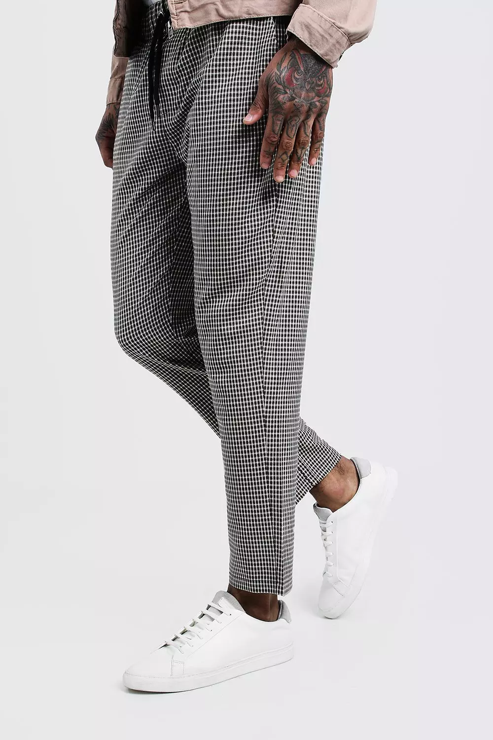 Boohooman smart checked jogger shop