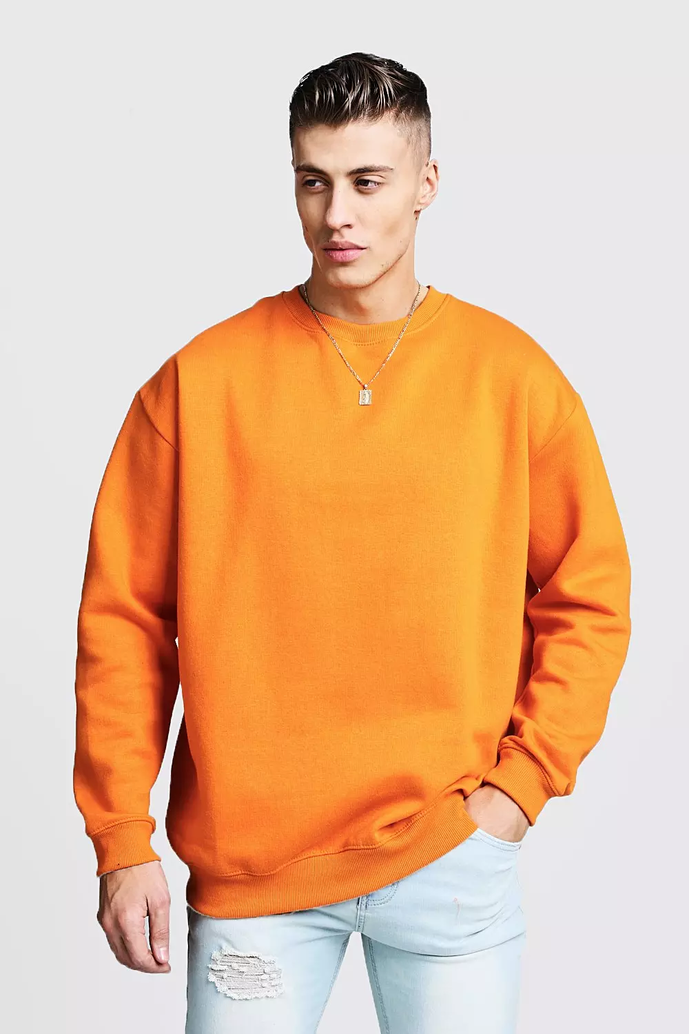 Orange sweatshirt for men on sale