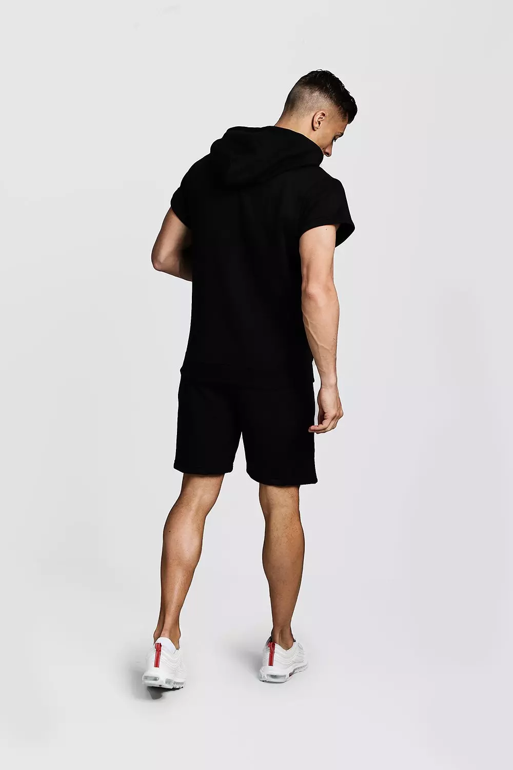 Black Original MAN Short Sleeve Hoodie & Short Set alternative image