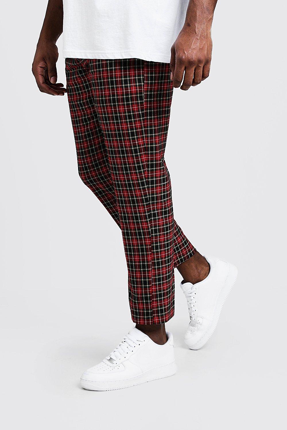 Big \u0026 Tall Tartan Cropped Pants | boohooMAN