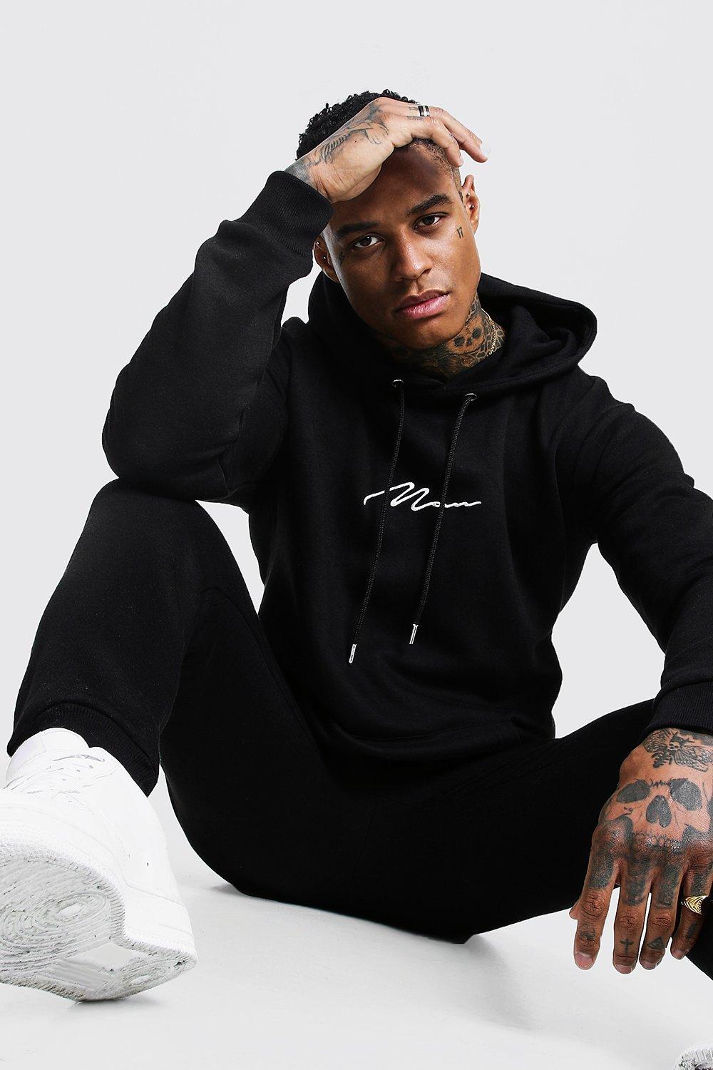 black hooded tracksuit