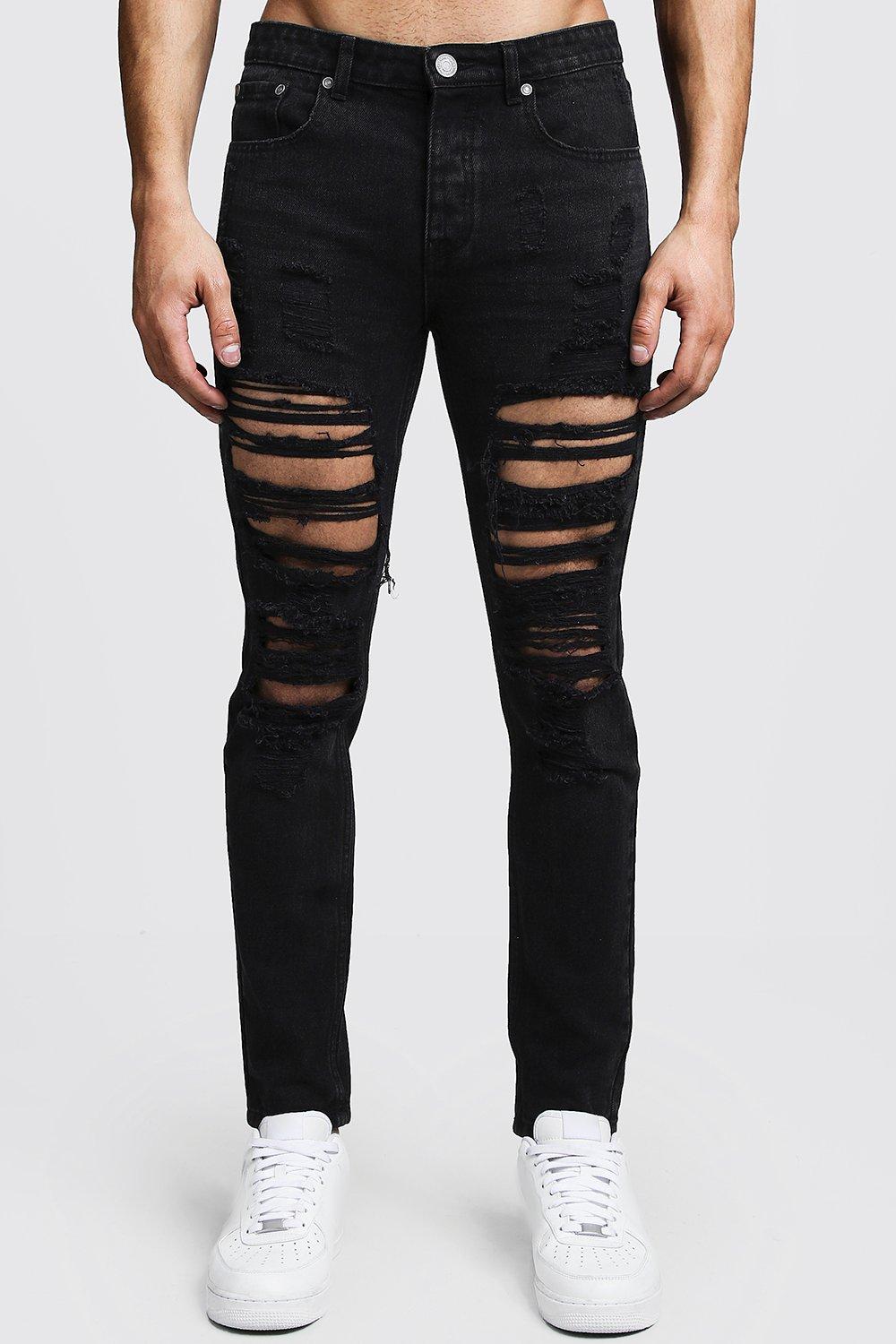 heavily distressed jeans mens