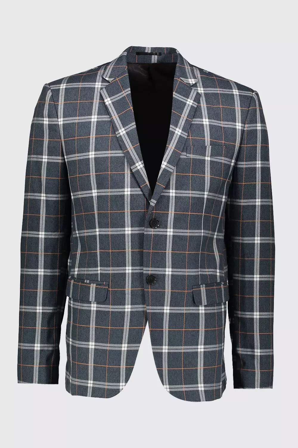 Blue Bold Check Skinny Fit Suit Jacket | boohooMAN UK