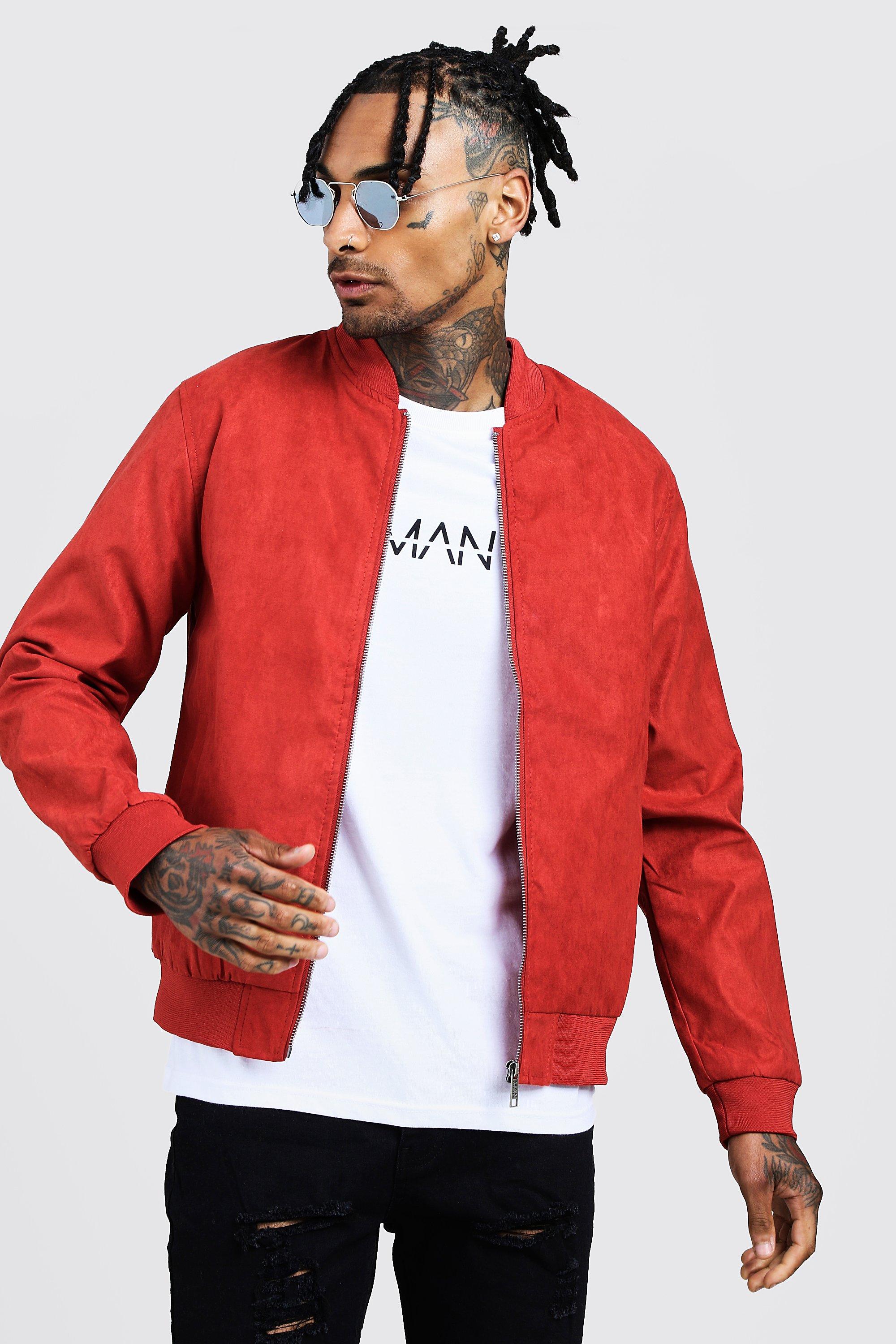 red suede bomber jacket