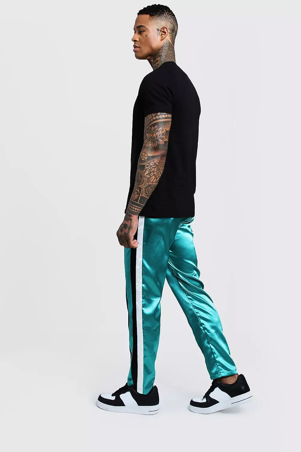 Side Stripe Satin Joggers boohooMAN