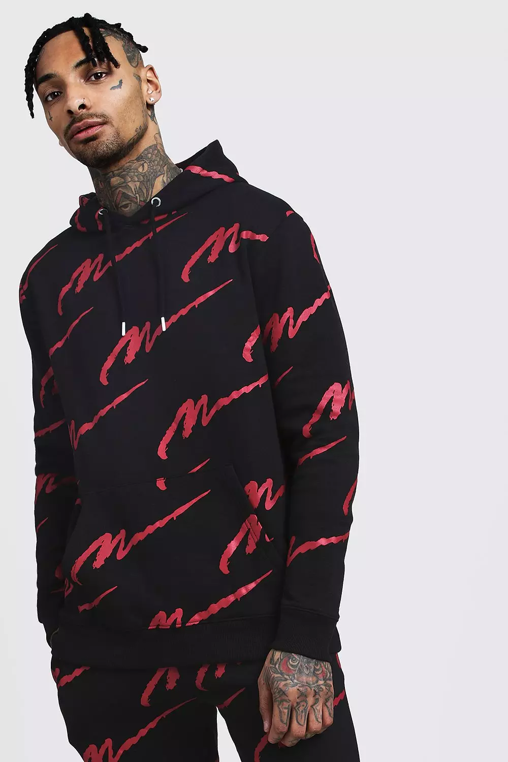 Boohooman all over print hoodie best sale