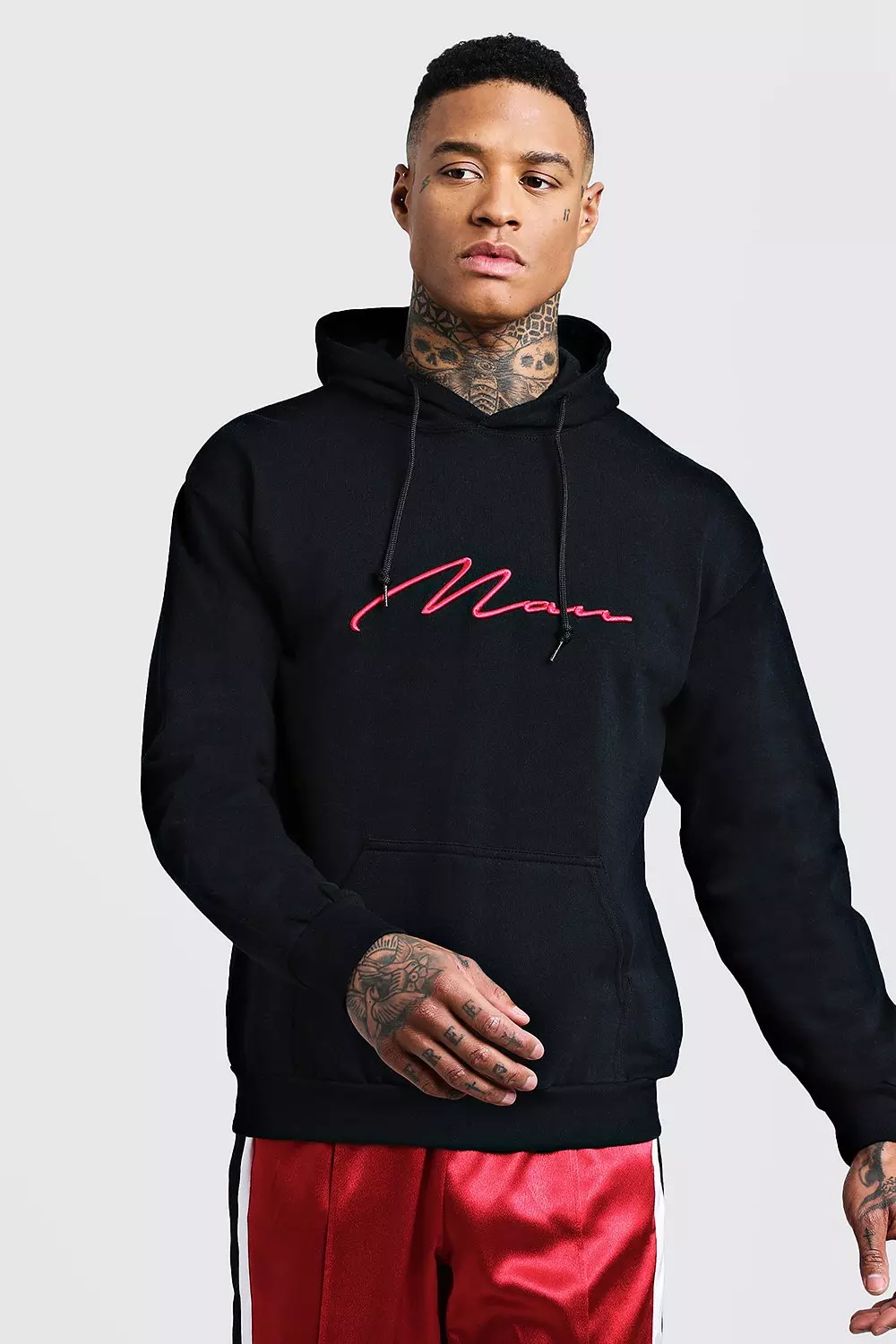 Man signature embroidered hoodie best sale