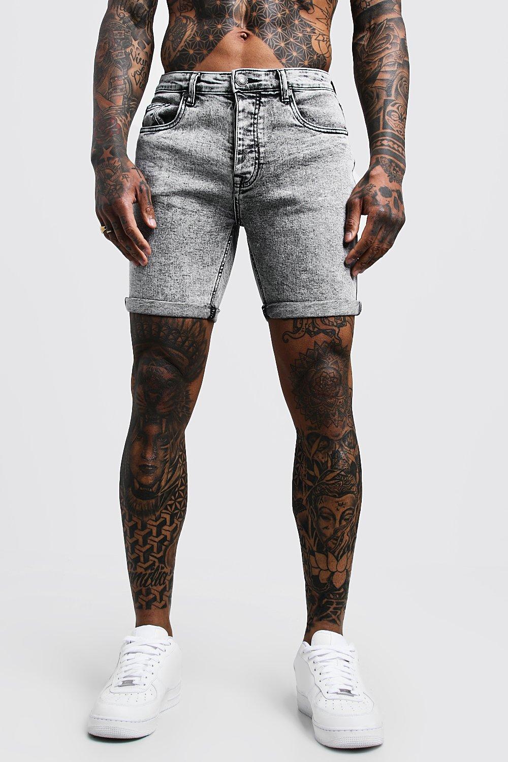 mens jean shorts long