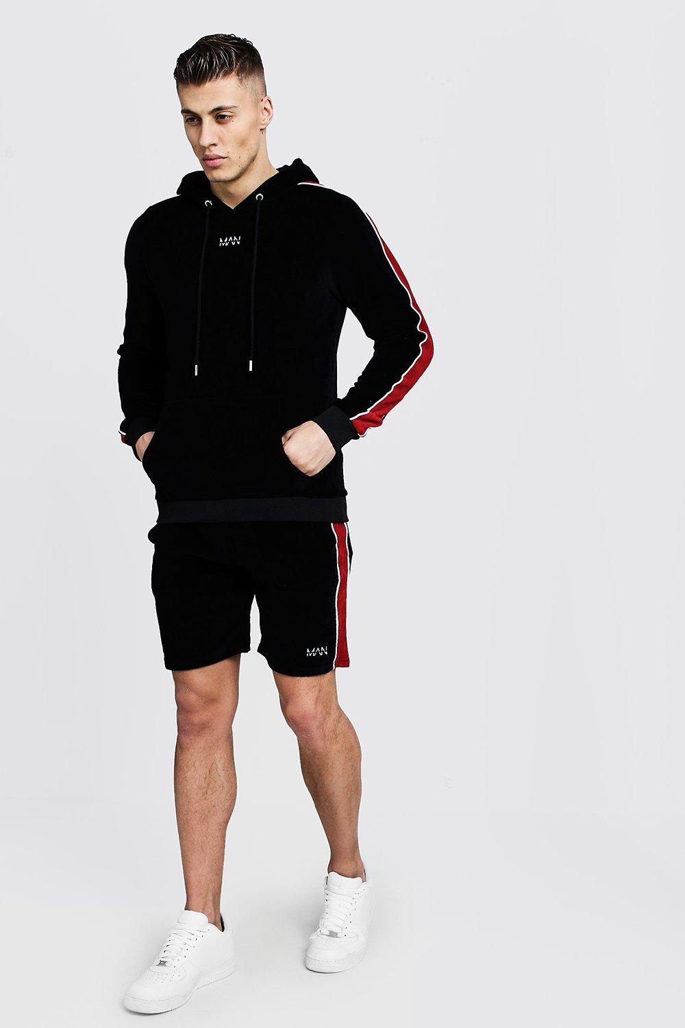 velour shorts tracksuit