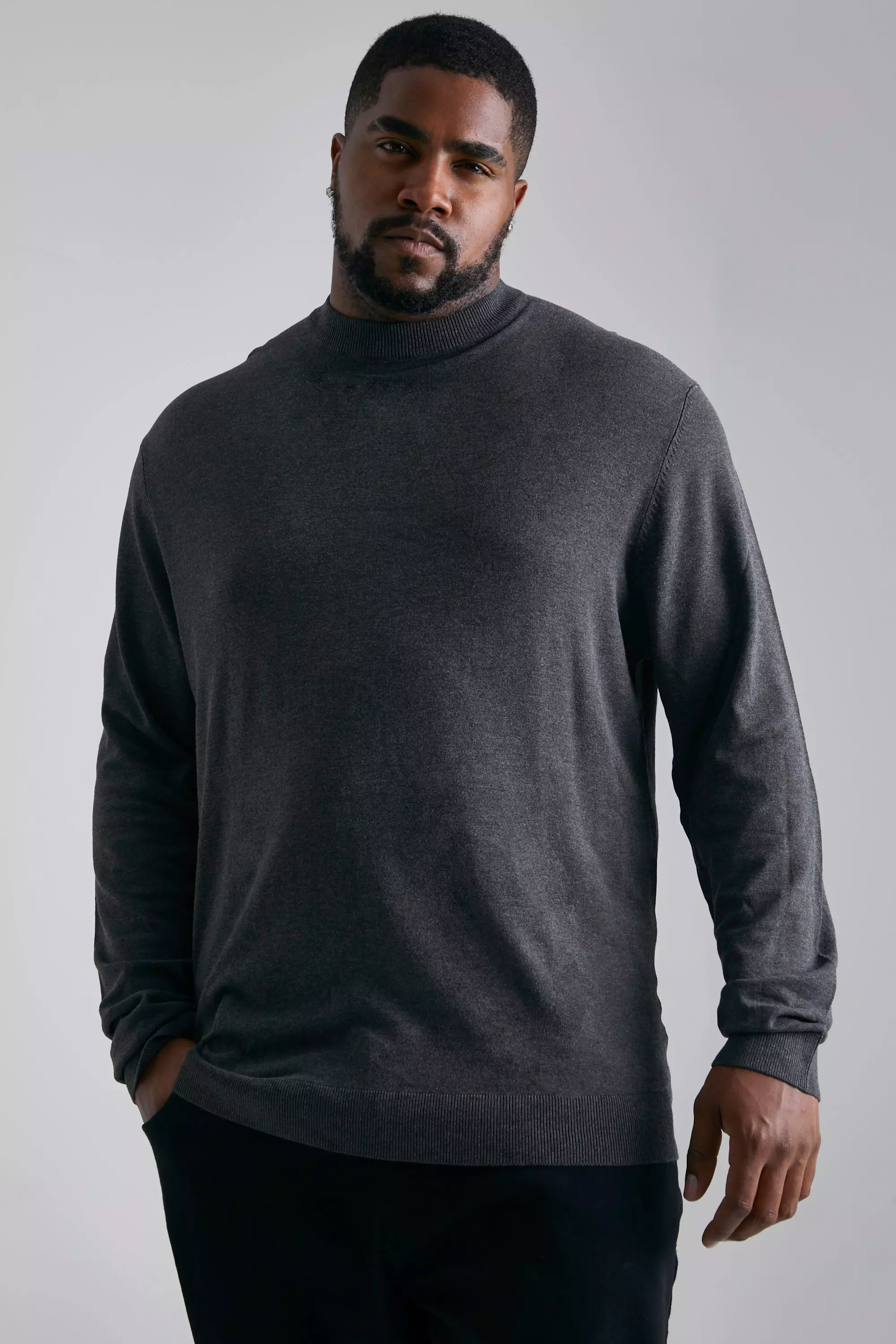 Plus Regular Fit Turtle Neck Jumper boohooMAN UK
