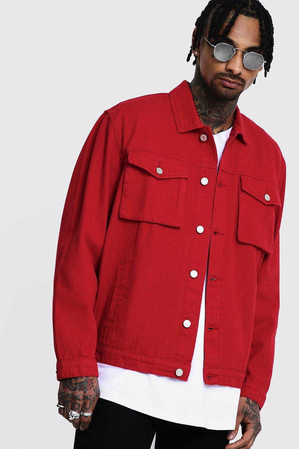 red utility jacket