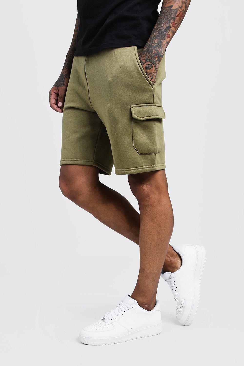 Mid Length Cargo Jersey Shorts | boohooMAN