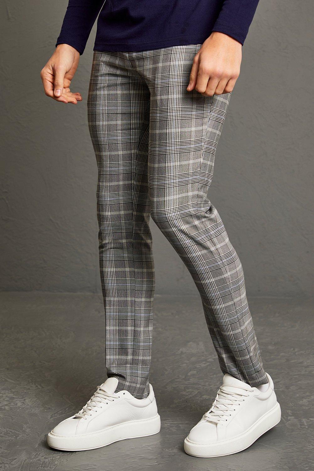 grey plaid trousers mens