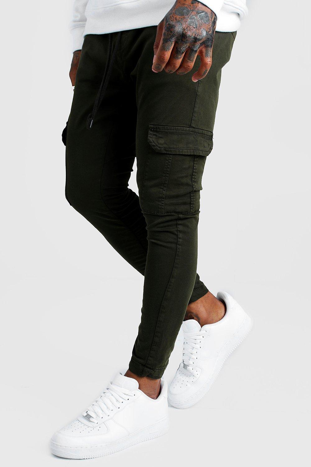 skinny fit cargo trousers mens