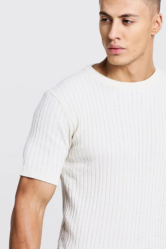 Muscle Fit Short Sleeve Ribbed Knitted T-Shirt | boohooMAN UK Muscle Fit Short Sleeve Ribbed Knitted T-Shirt | boohooMAN UK