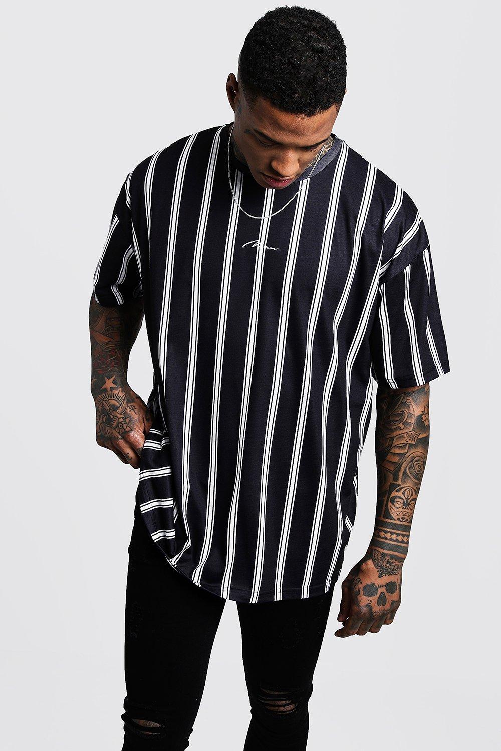 Oversized Stripe Signature T-Shirt | boohooMAN USA