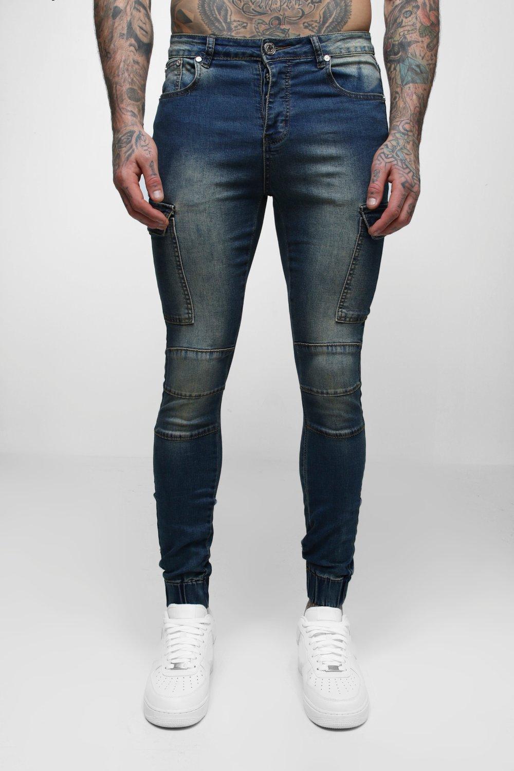 Super Skinny Cuffed Jeans With Pockets 