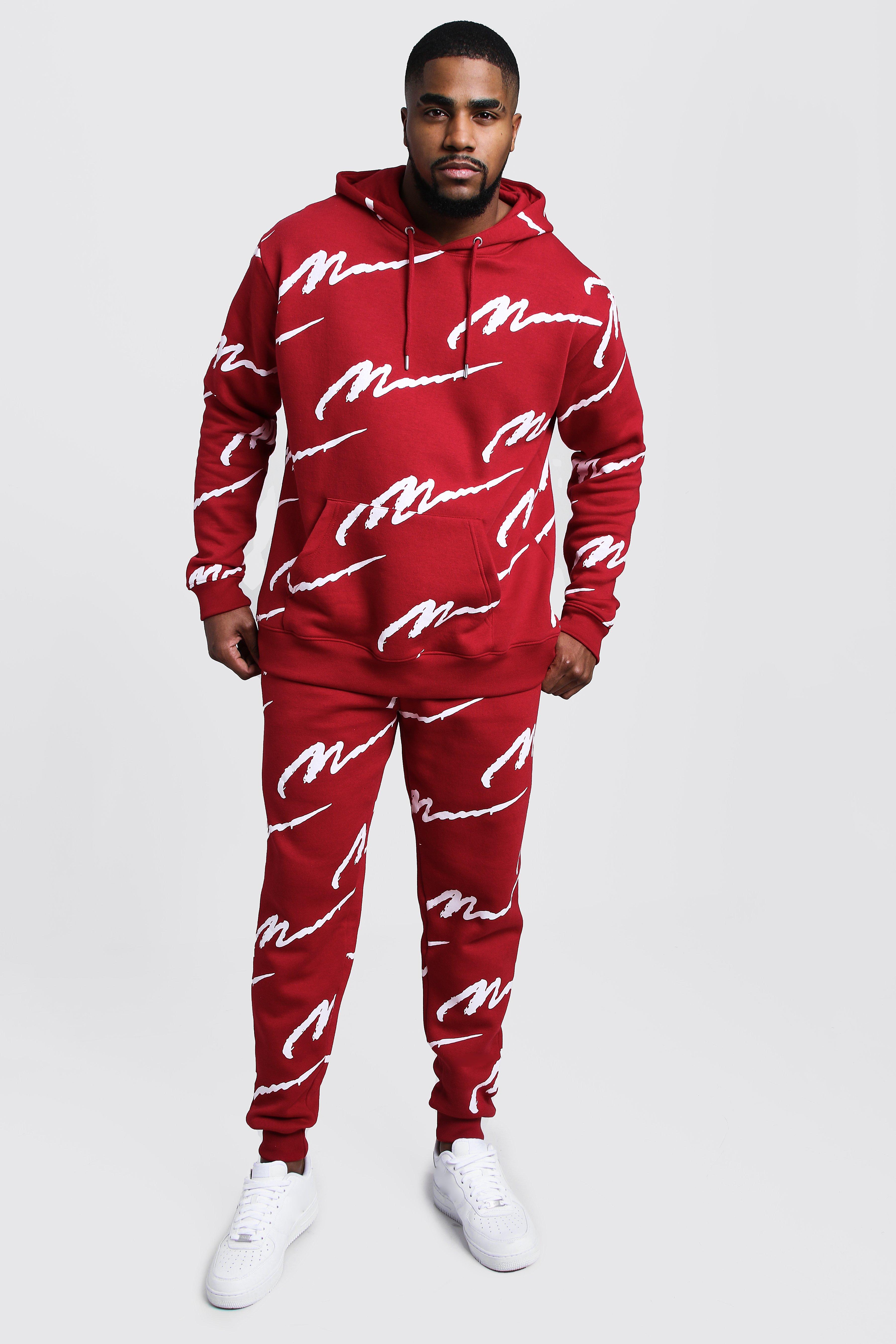 red boohooman tracksuit