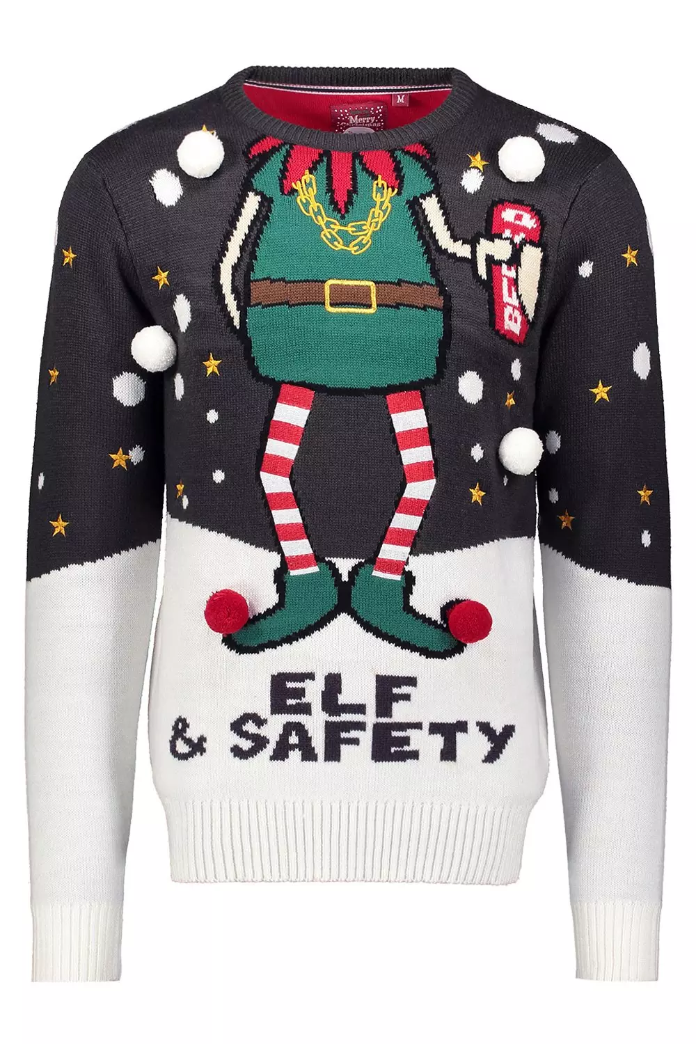 Elf Safety Christmas Jumper boohooMAN