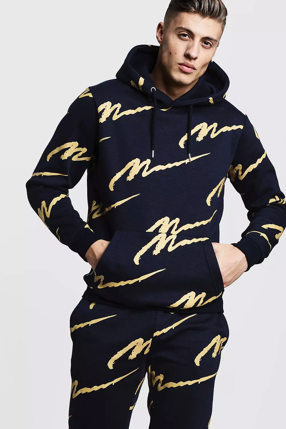 All Over MAN Printed Hooded Tracksuit boohooMAN USA