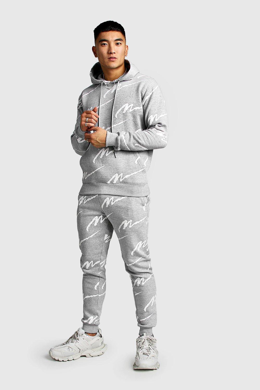 Boohooman all cheap over print hoodie