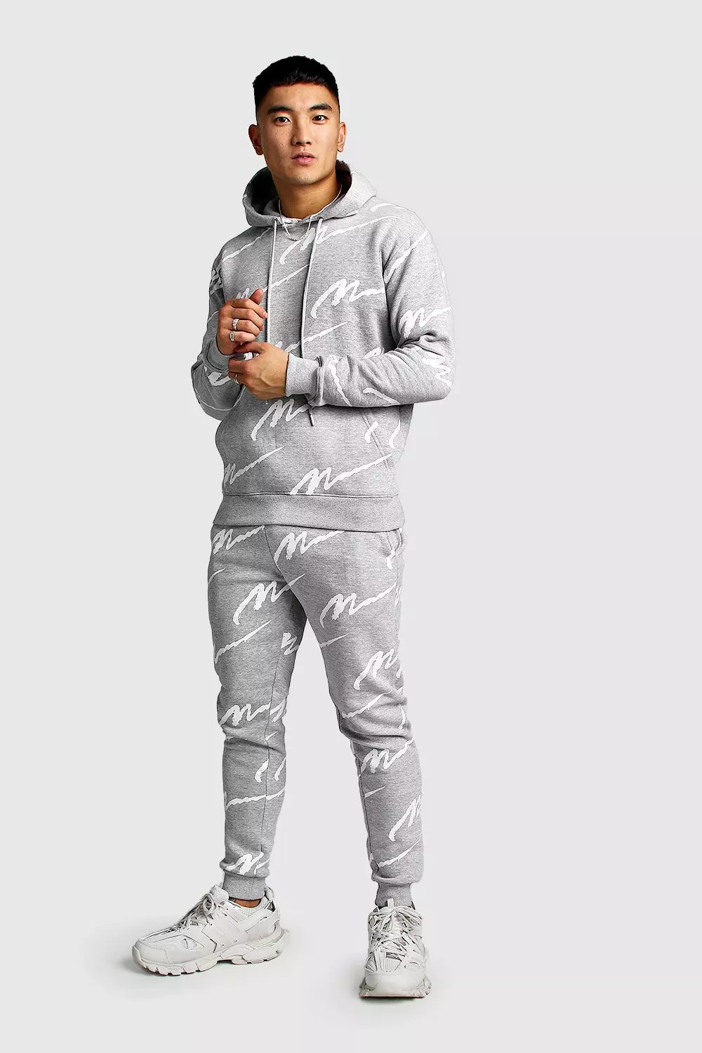 Boohooman all over man printed tracksuit online