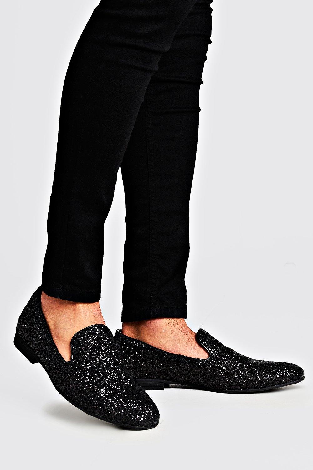 Black Glitter Loafers