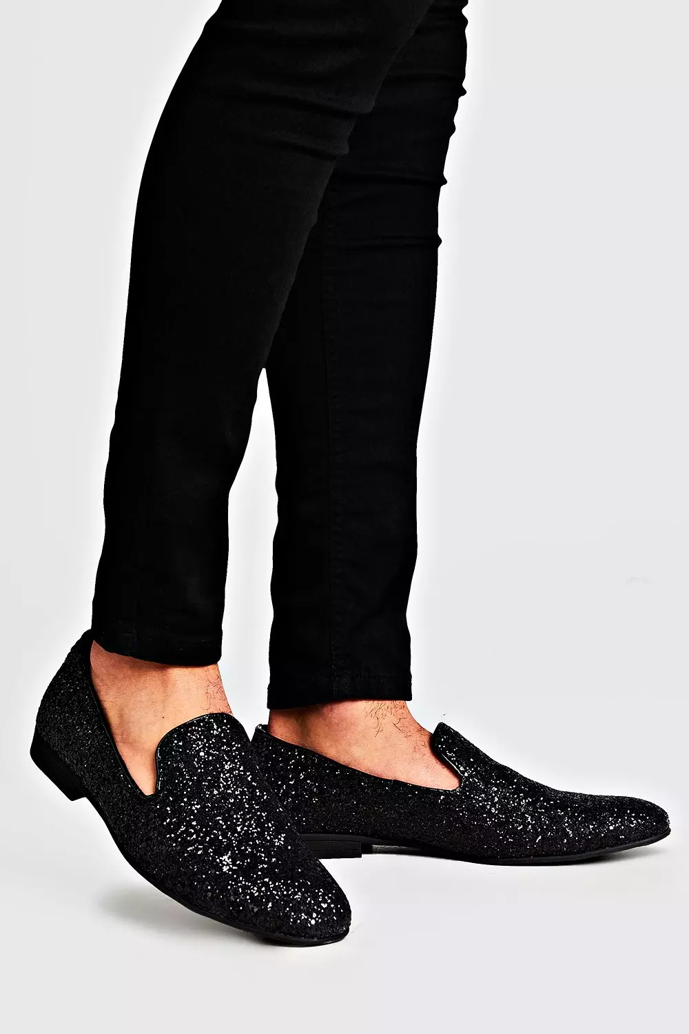 Mens black glitter loafers hot sale