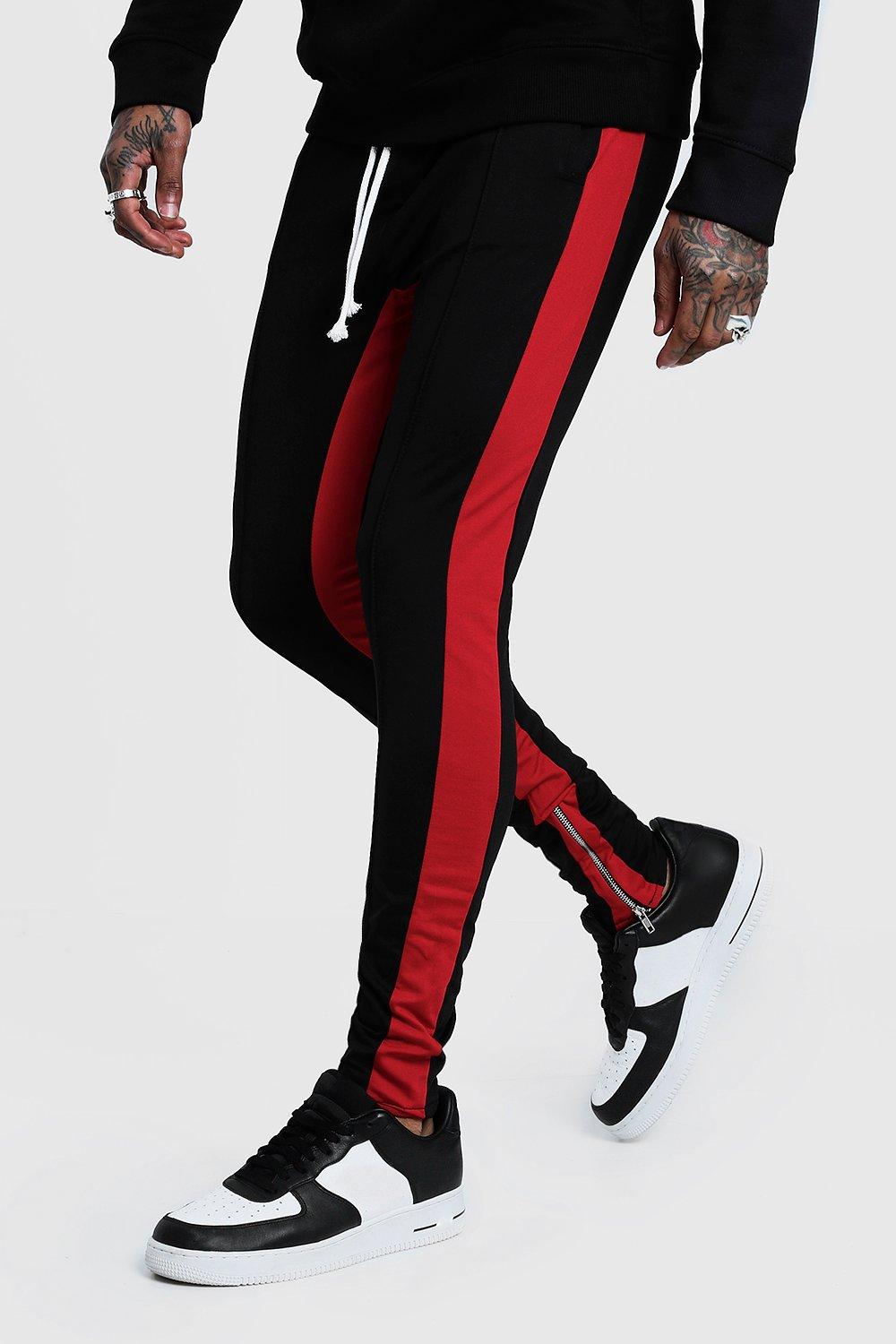 boohooman red joggers
