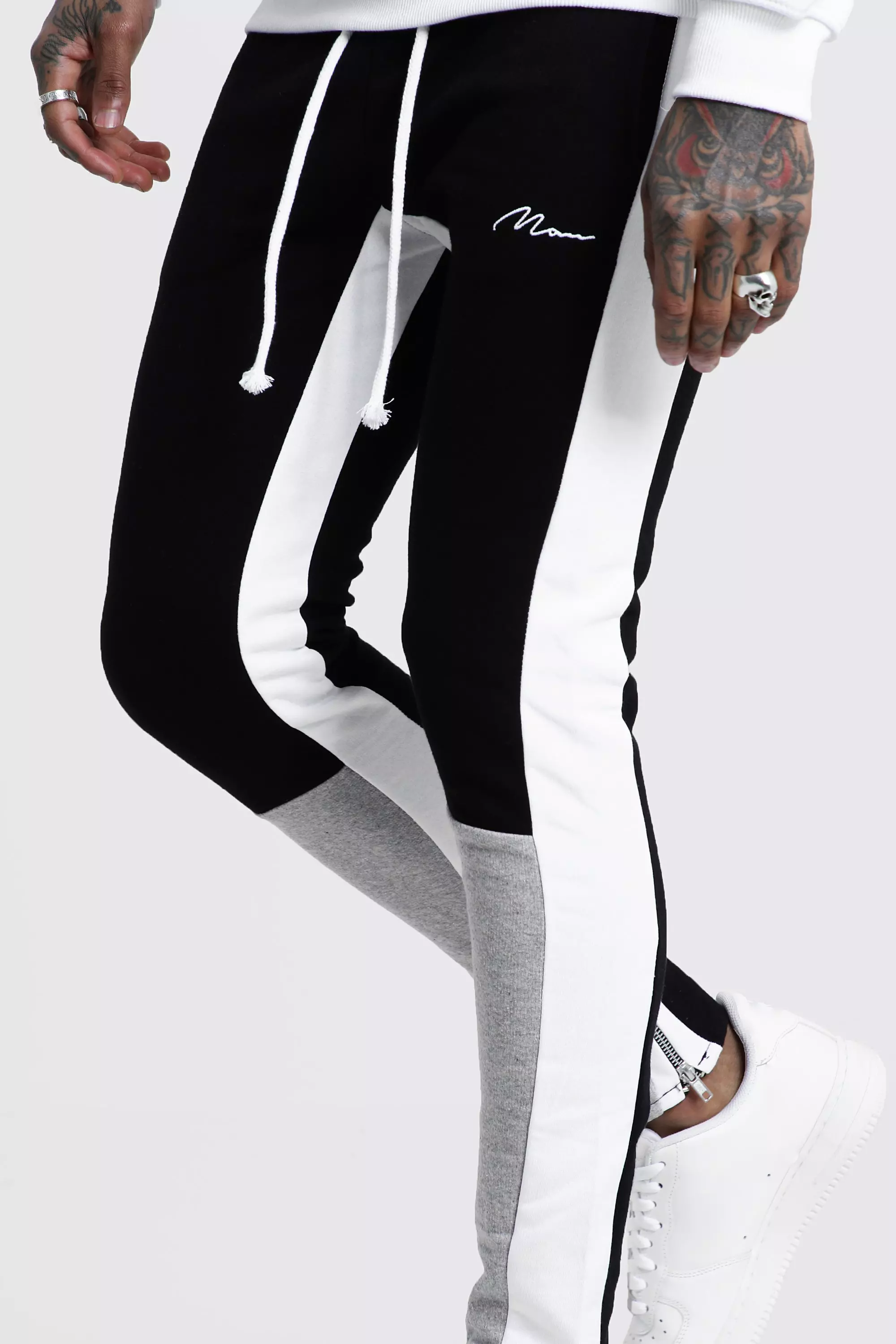 Grey Skinny Fit MAN Colour Block Joggers alternative image