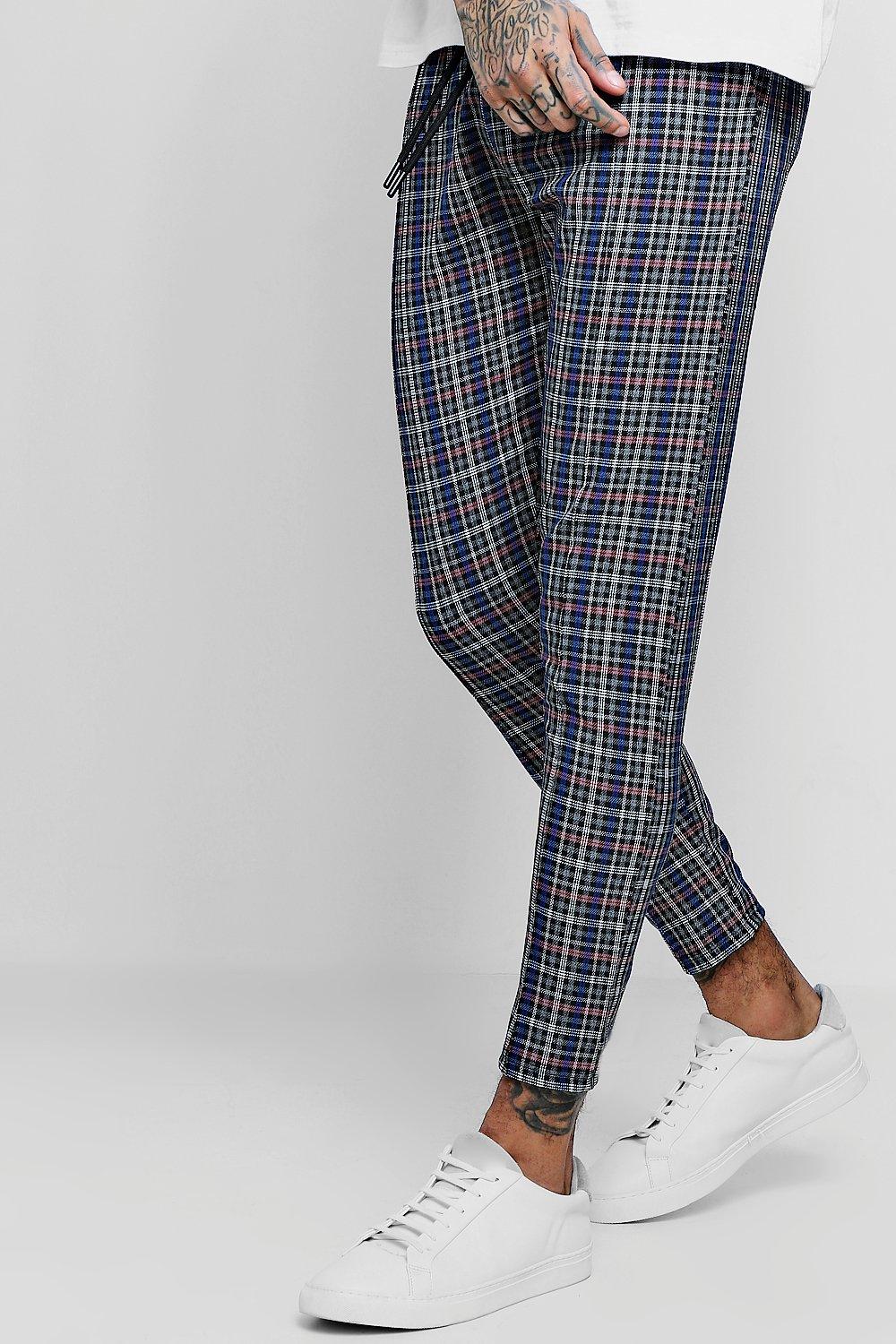 boohooman smart checked jogger