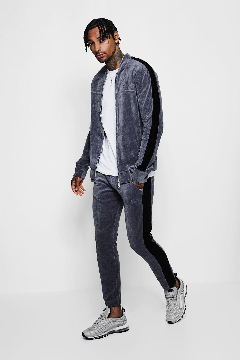 boohooman velour tracksuit