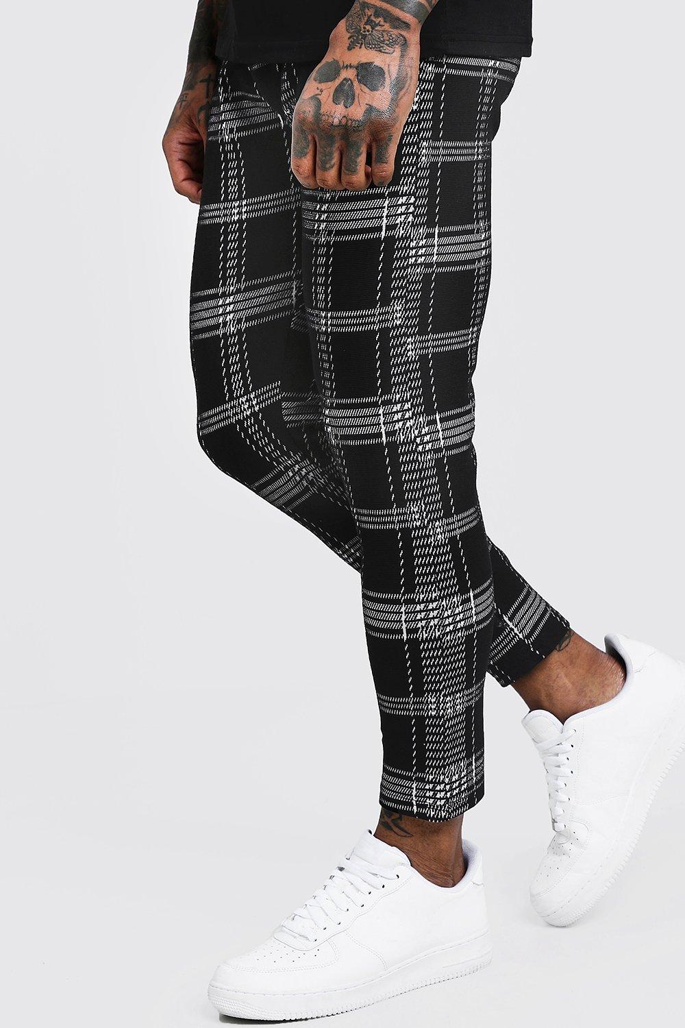 mens skinny checked joggers