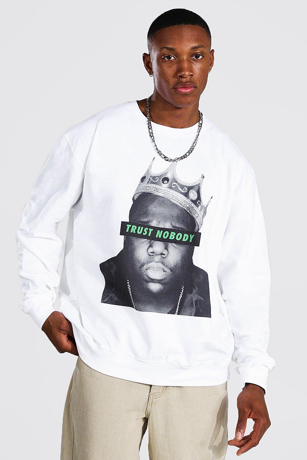 Oversized Biggie Trust Nobody License Sweat | boohooMAN UK