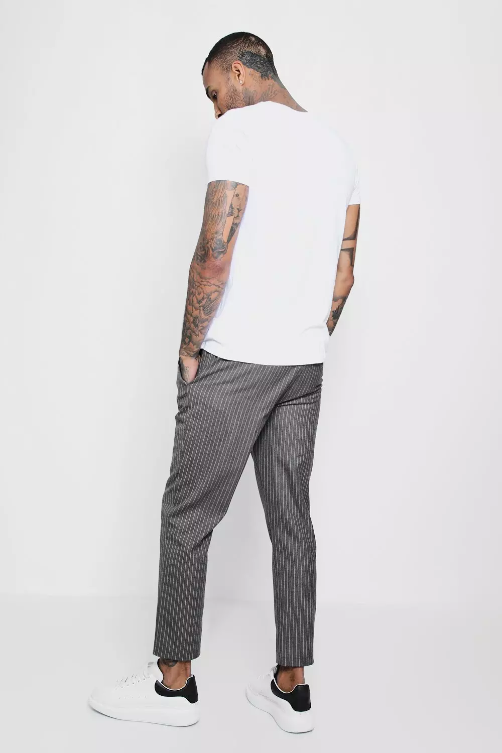 Pinstripe Smart Jogger Trouser boohooMAN UK