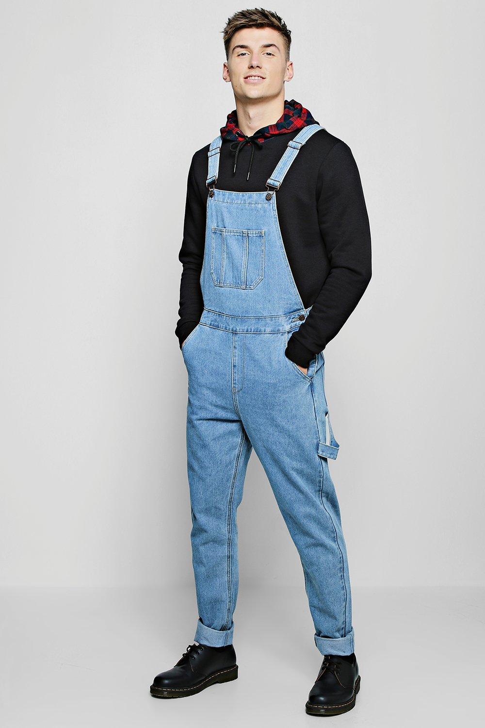 Slim Fit Rigid Denim Overalls | boohooMAN