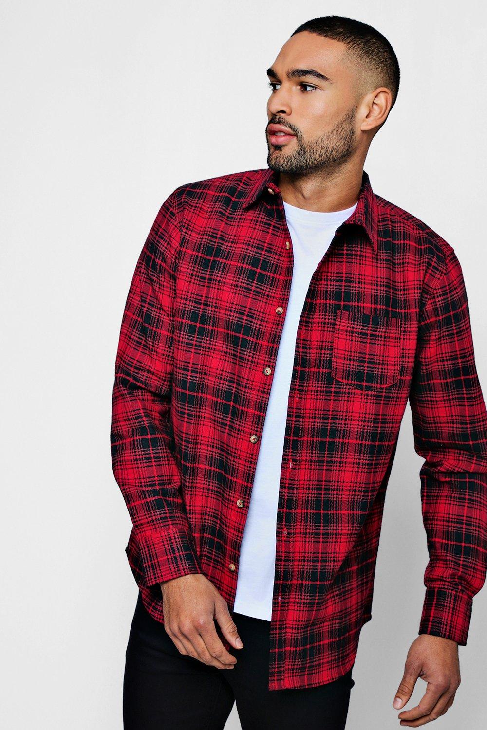 red black check shirt for mens