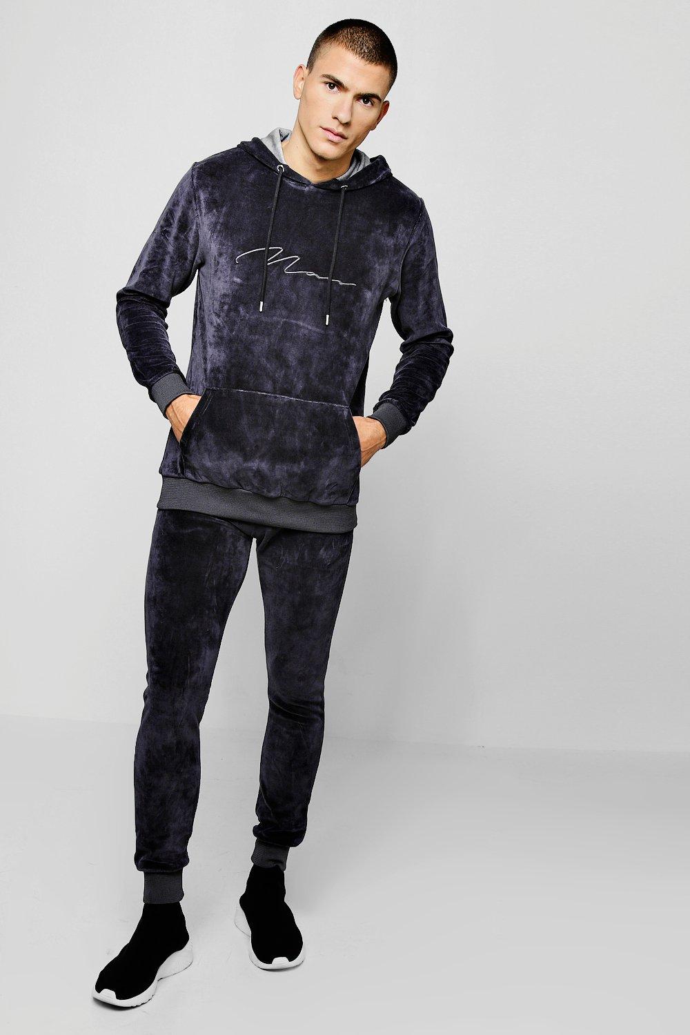 boohooman velour tracksuit
