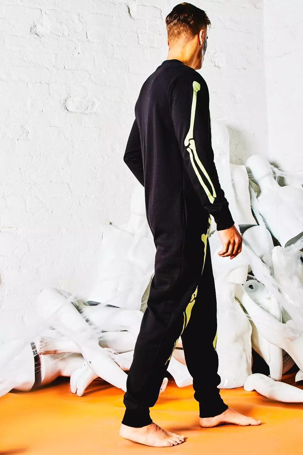 Black Glow In The Dark Skeleton Onesie alternatieve afbeelding