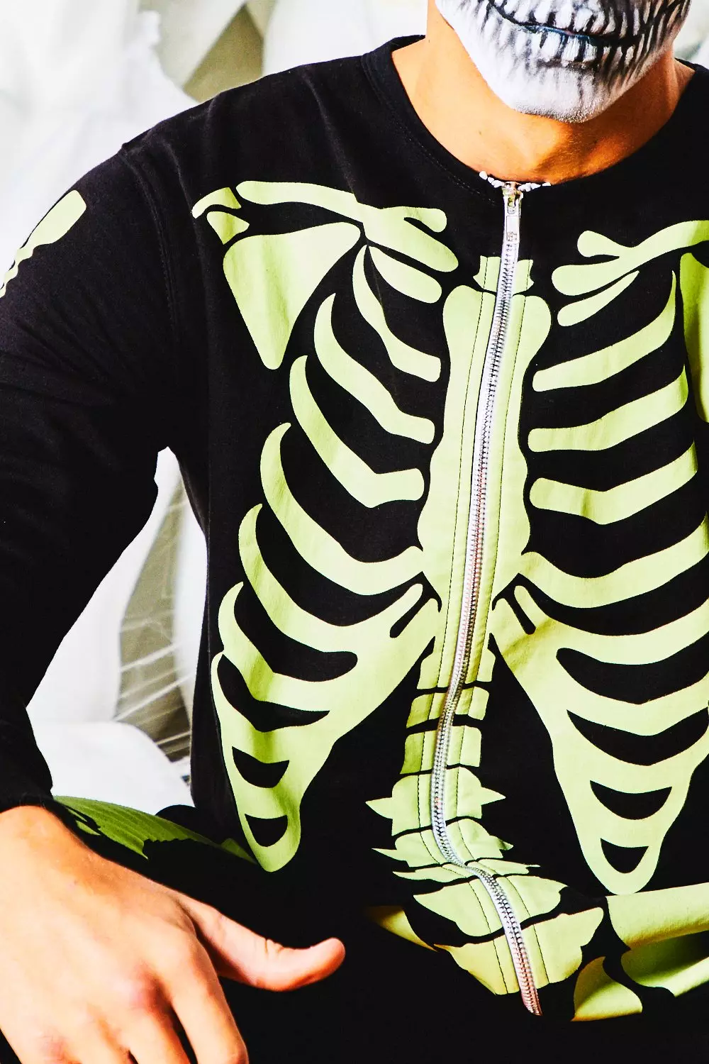 Black Glow In The Dark Skeleton Onesie alternatieve afbeelding
